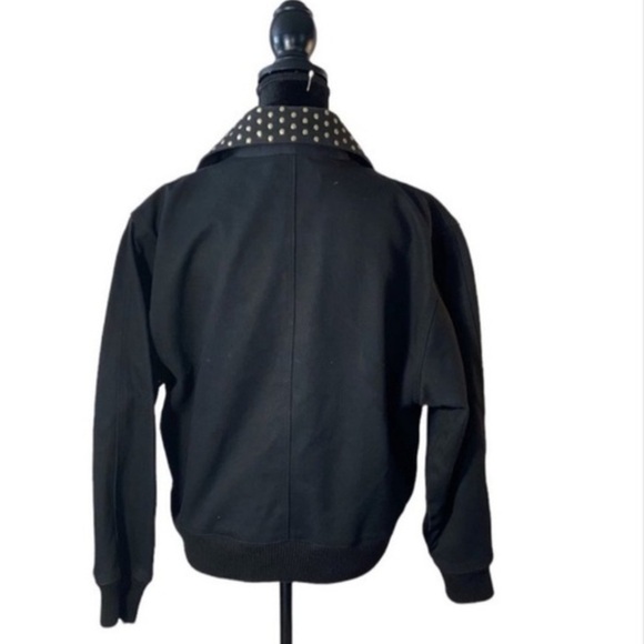 Vintage 90's black jean moto jacket with gold embellishments by IB Diffusion - Picture 2 of 7